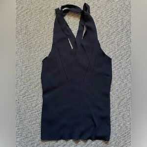 Ramy Brook Black Ribbed Cross Back Tank Top